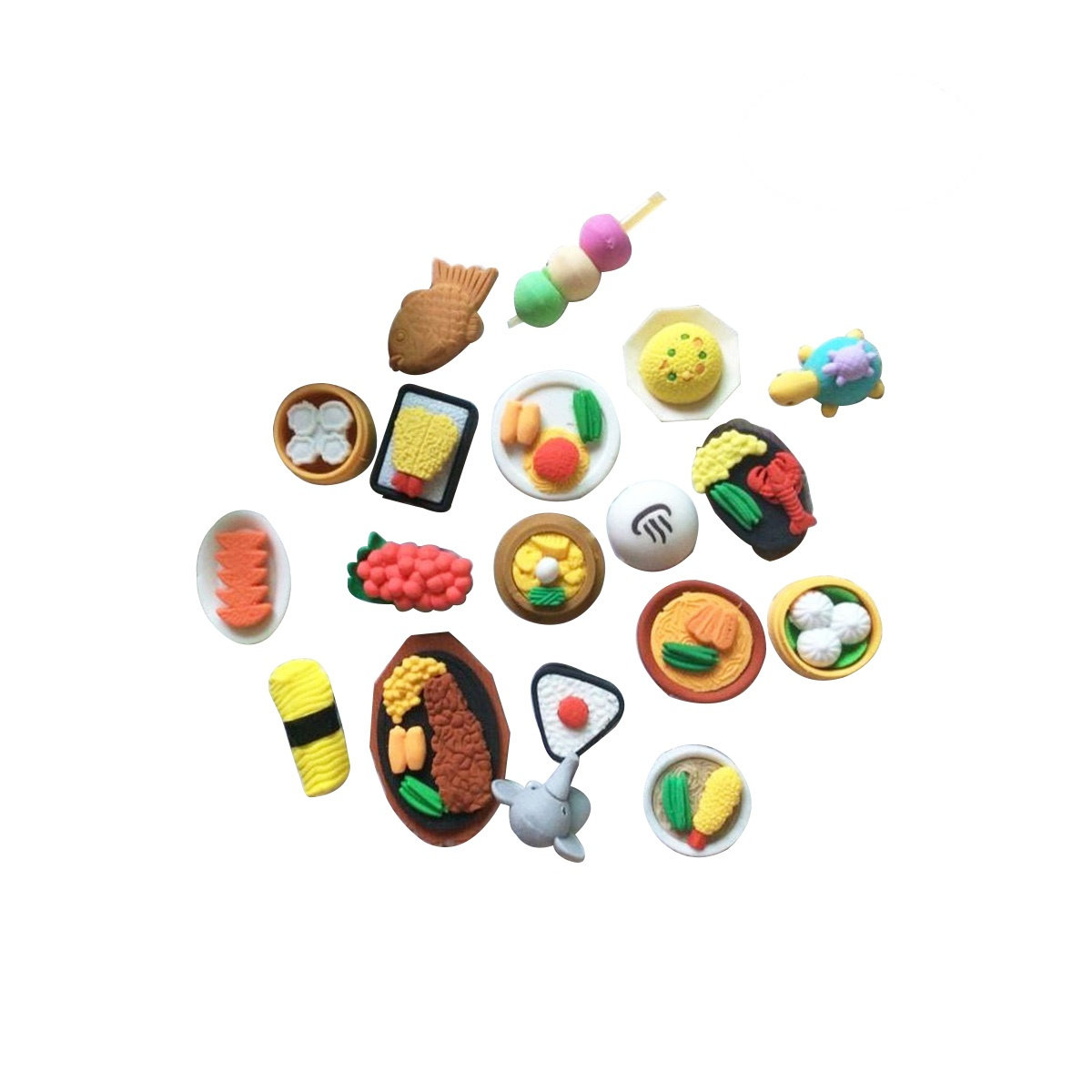 Food Snacks Easy - 12 قطعة من الممحاة بتصاميم وجبات