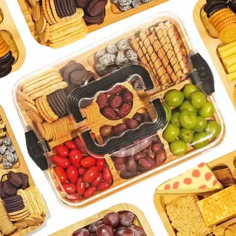 Food Snacks For Camping - لوح جبن خشبي، صينية وجبات خفيفة،