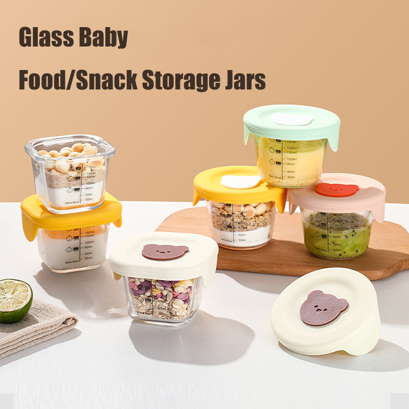 Food Snacks For 1 Year Old - برطمانات تخزين أغذية الأطفال الزجاجية 180